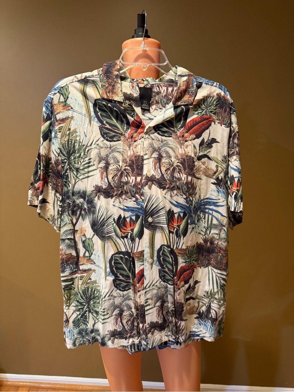 H&M Tropical Botanical Camp Shirt - Green, Blue, Brown, Orange, Black